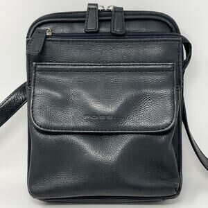 Fossil Black Leather Mini Crossbody Bag Credit Card Pockets Shoulder Strap
